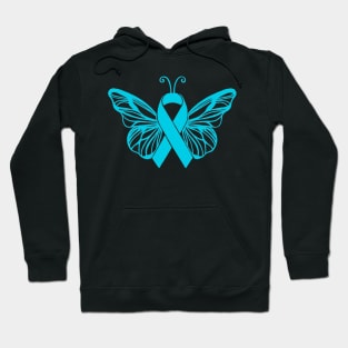 Awareness Ribbon Butterfly Light Blue Hoodie